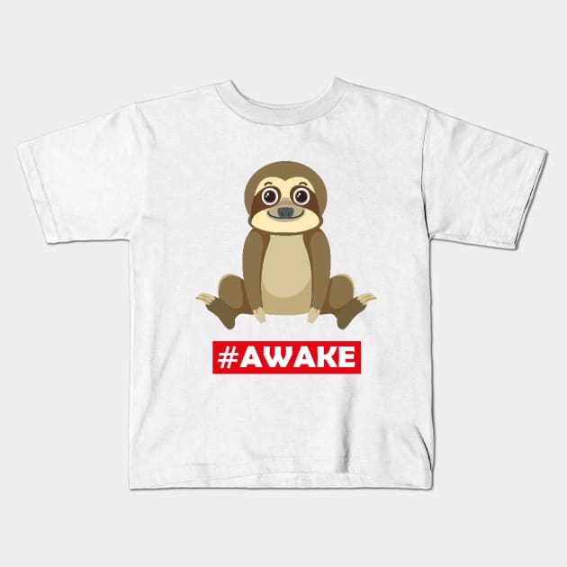 Awake funny slow lazy sloth design t-shirt Kids T-Shirt by ARTA-ARTS-DESIGNS